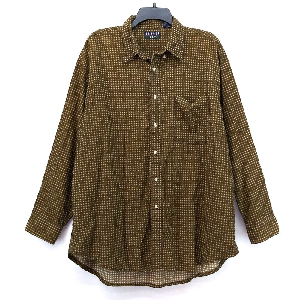 Trader Bay Shirt Mens XL Brown Long Sleeve Flannel Button Down
